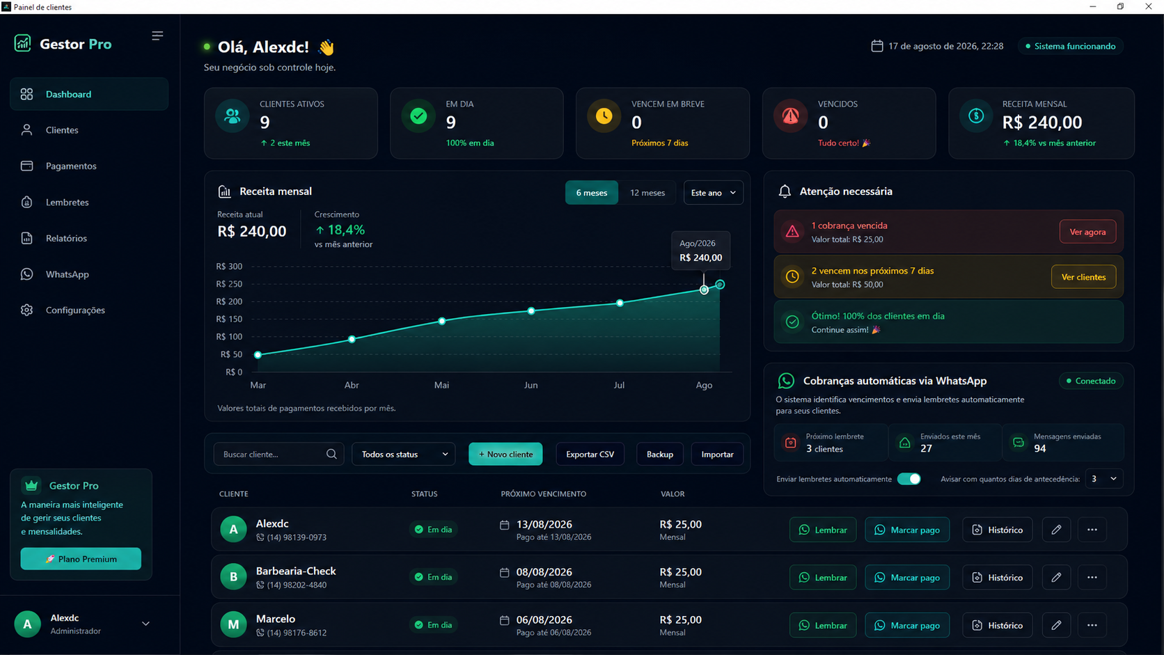 Gestor PRO no computador